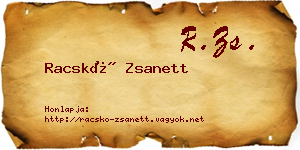 Racskó Zsanett névjegykártya